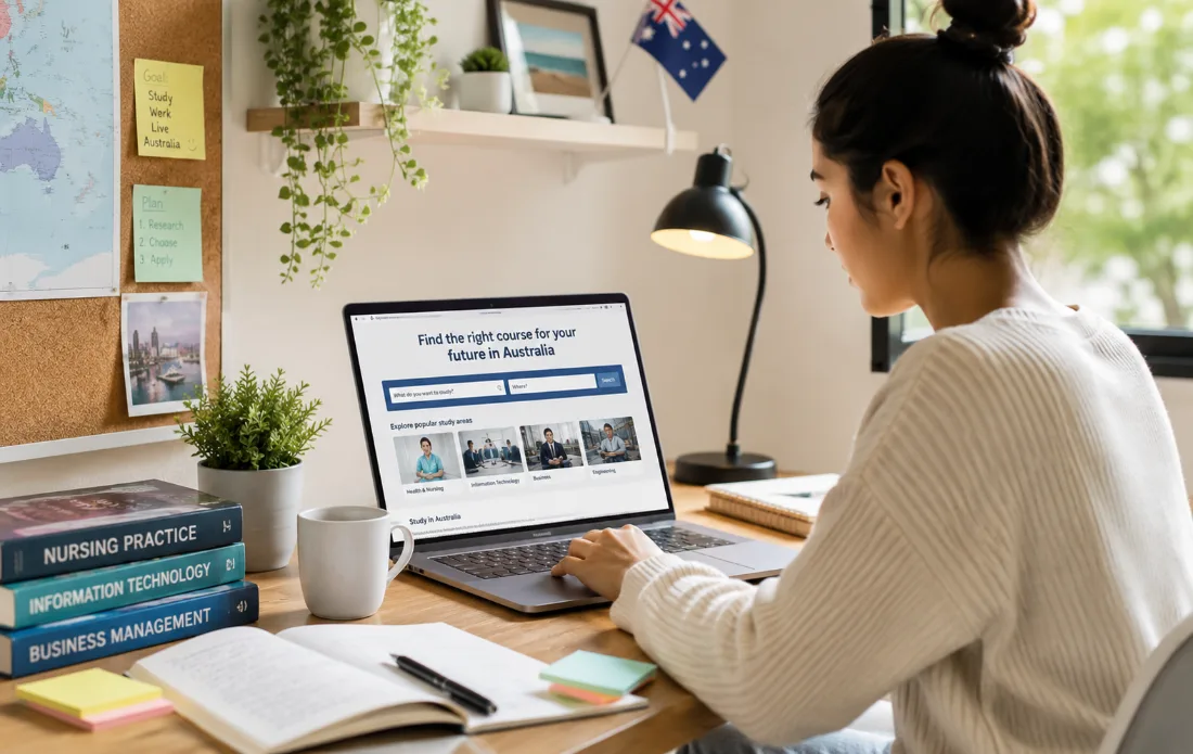 Student researching courses in Australia